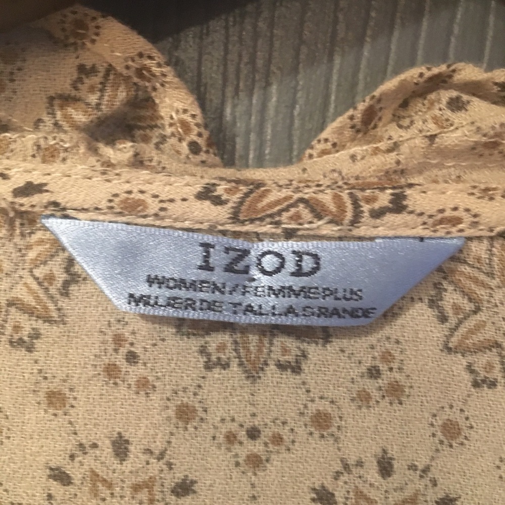 Izod Button Down Ruffle Blouse - Picture 6 of 7